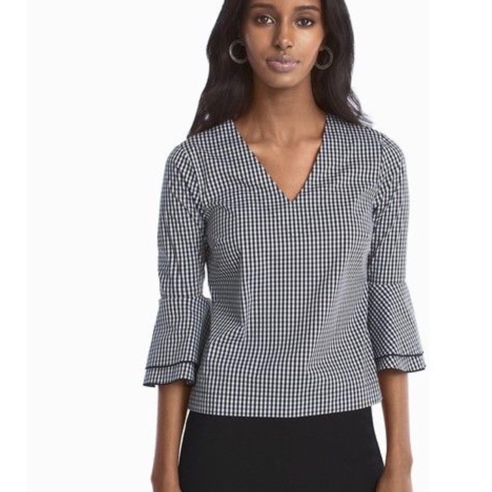 White House Black Market Gingham Top, NWT